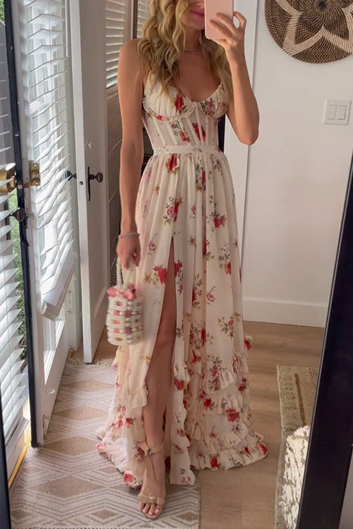 Yuna - Elegant Long Dress with Floral Pattern