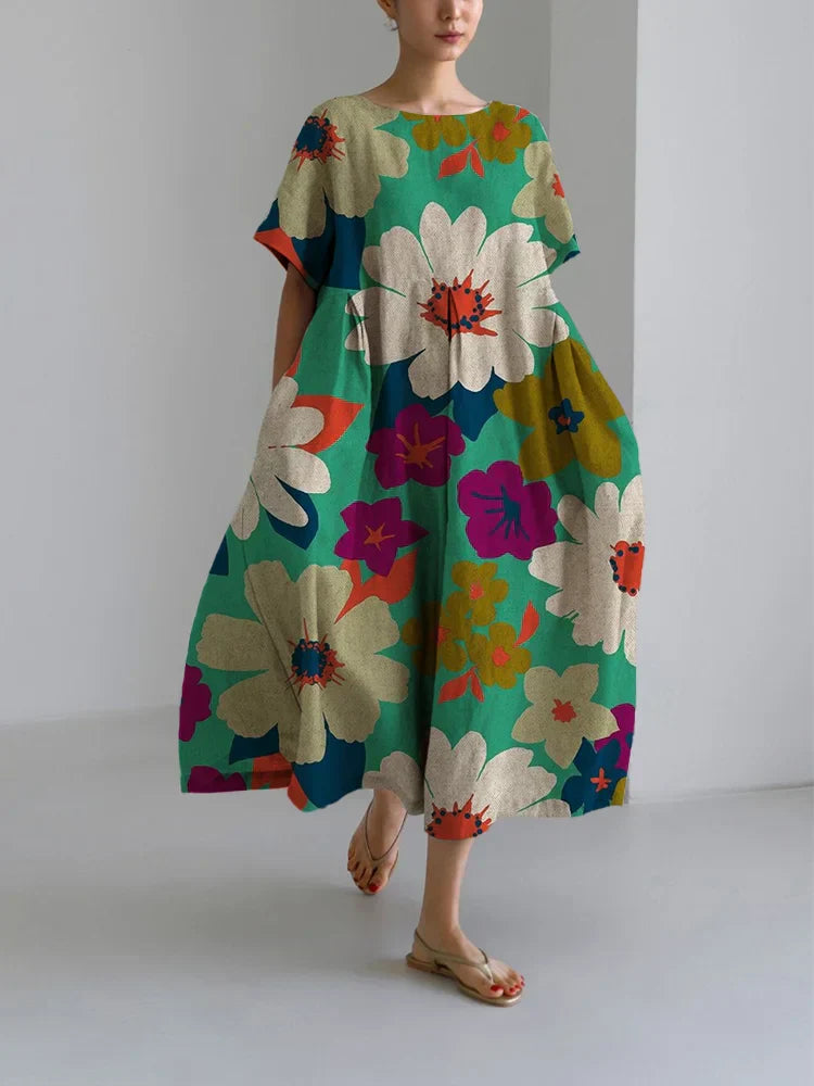 VITTORIA | Floral Midi Dress with Bold Style and Light Comfort for Lively Days