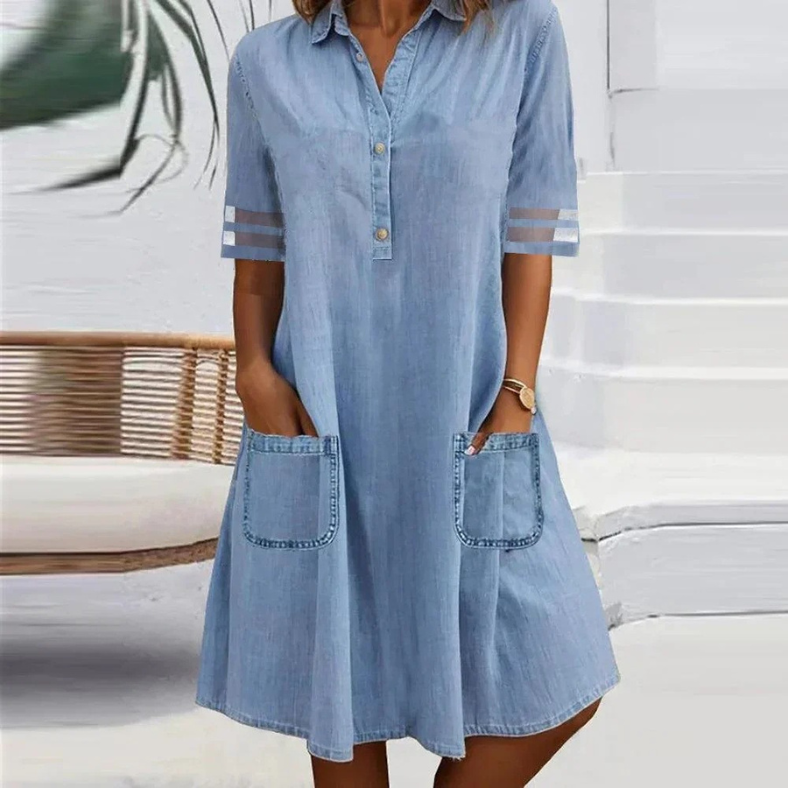 Chloé – Denim Mini Dress with Side Pockets