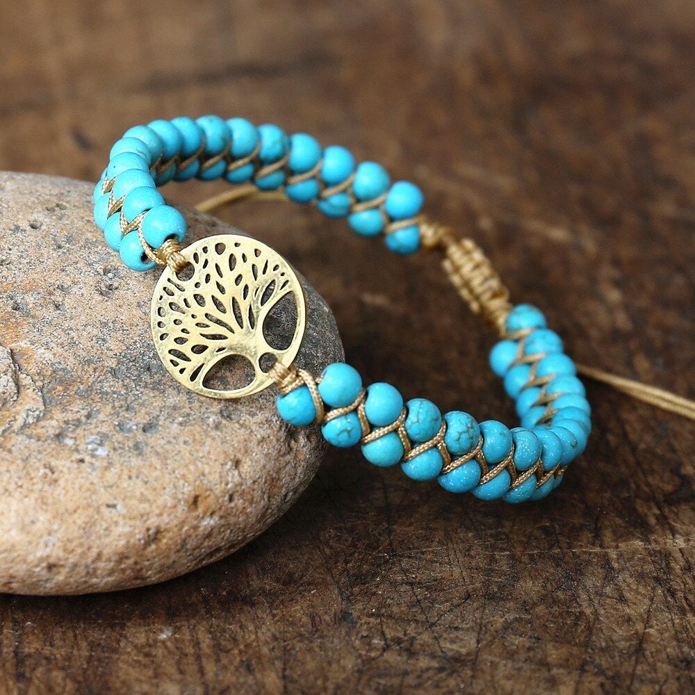 Bracelet of the Tree of Life Handmade Turquoise Stone