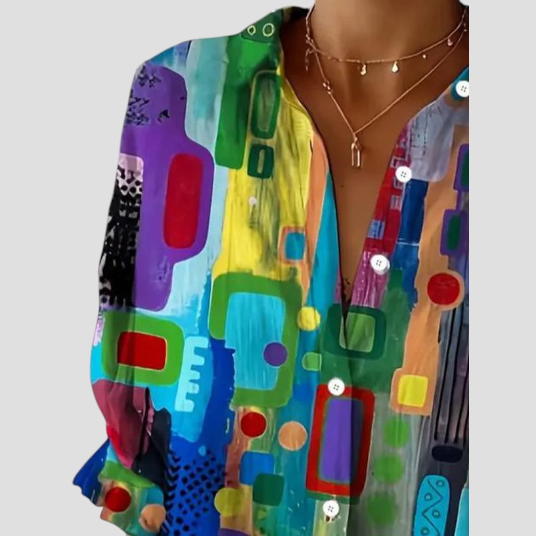 Edna – Elegant Blouse with Geometric Pattern