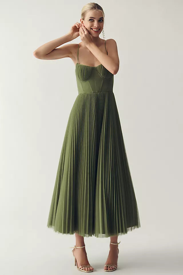 Asymmetrical Pleated Tulle Dress Rosea