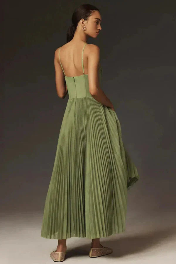 Asymmetrical Pleated Tulle Dress Rosea
