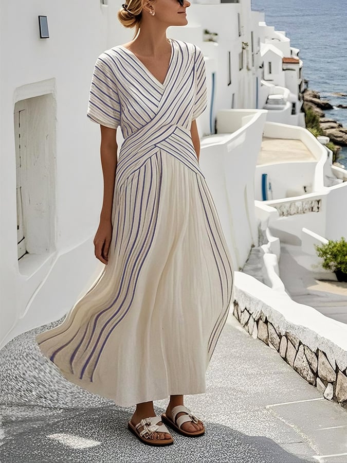 Candle | Flowy Dress with Striped Pattern
