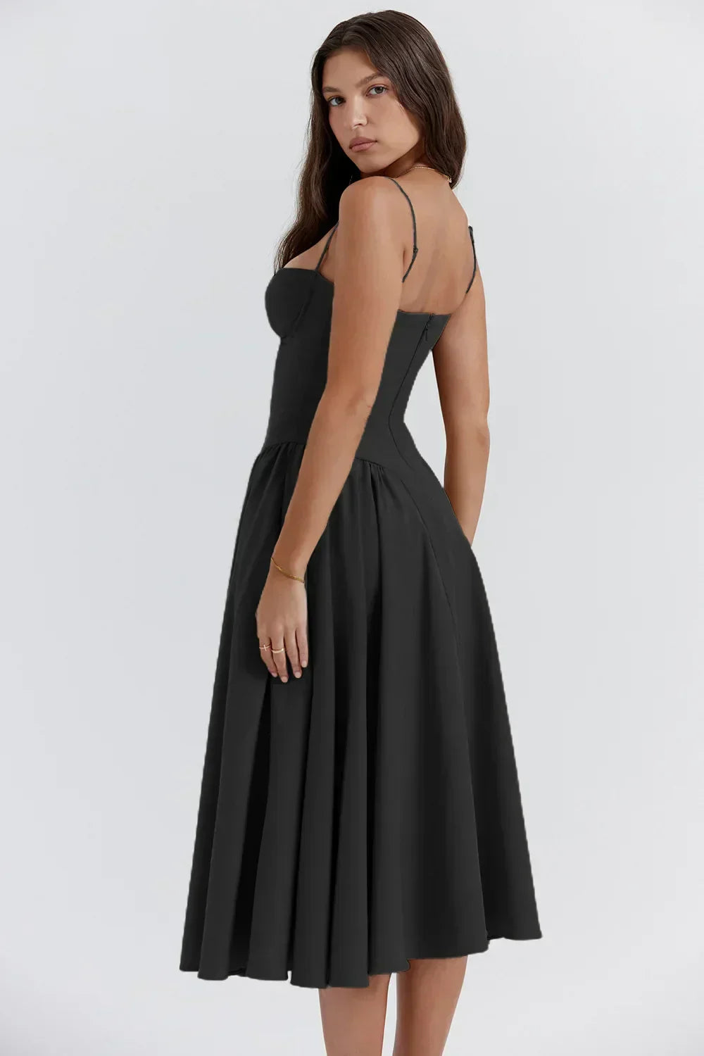 Celine - Sleeveless midi dress with corset fit