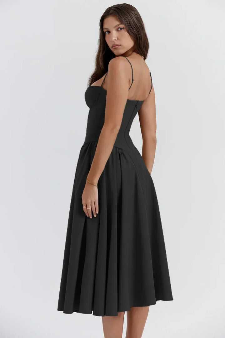 Celine - Sleeveless midi dress with corset fit