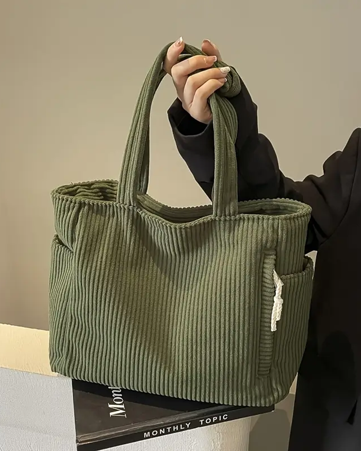 Tilda – Ribbed tote bag with drawstring detail