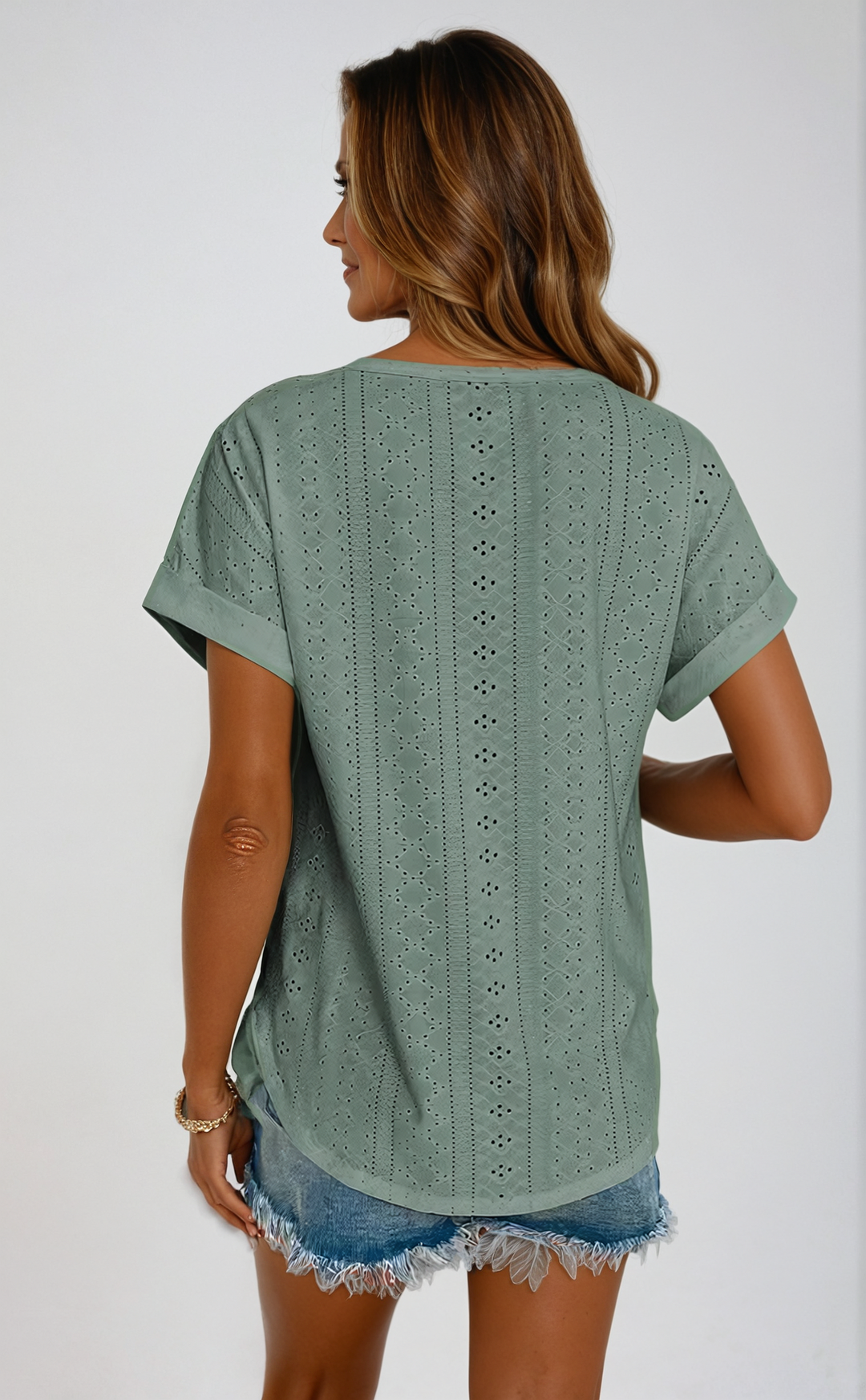 Riza   | Casual Eyelet Top