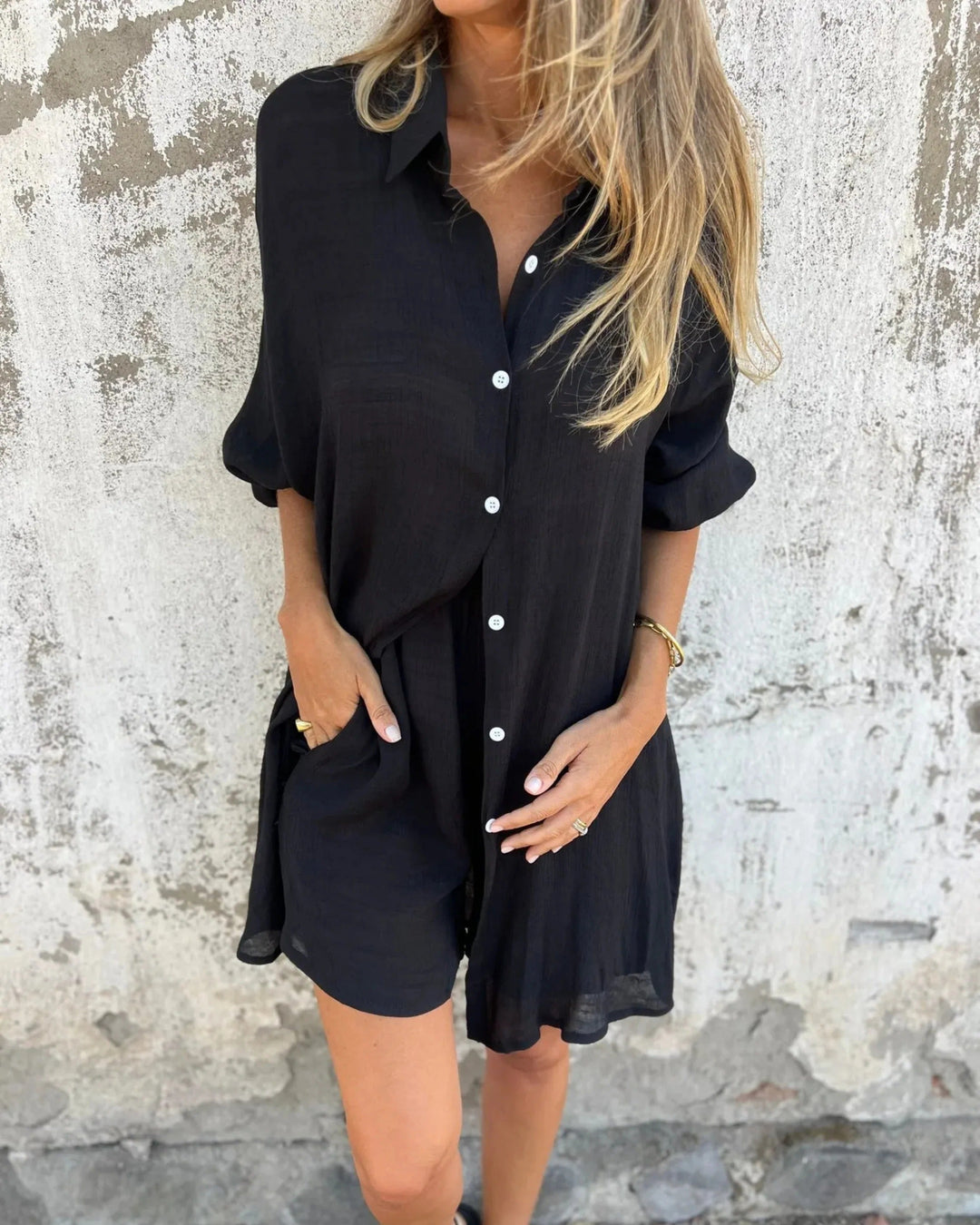 IZELA - CASUAL SHIRT & SHORTS SET