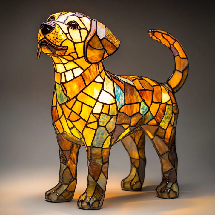 Light-up dog - handmade lamp that makes hearts shine