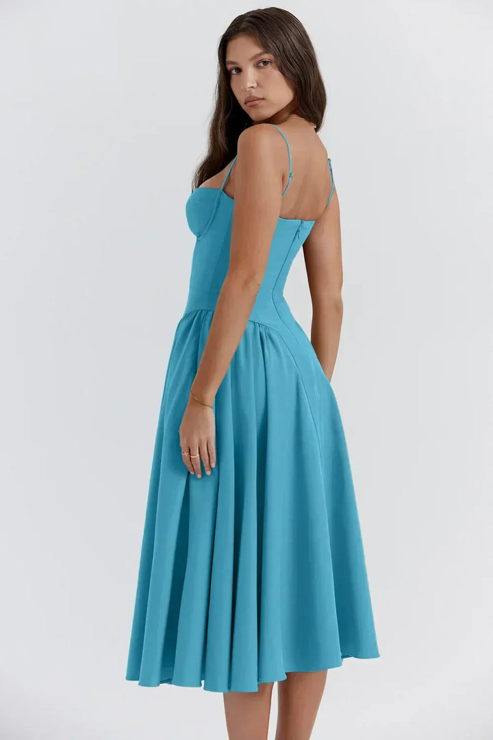 Celine - Sleeveless midi dress with corset fit