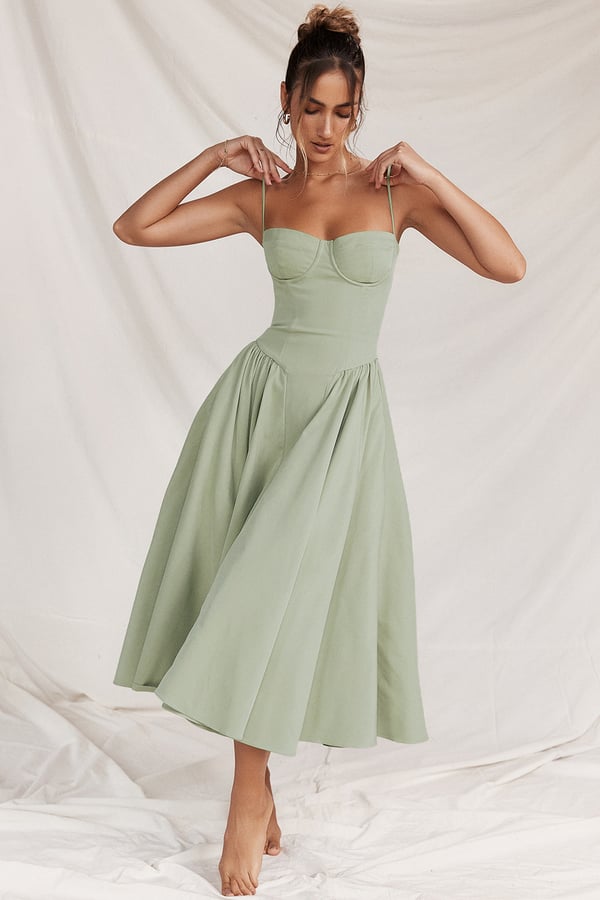 Celine - Sleeveless midi dress with corset fit
