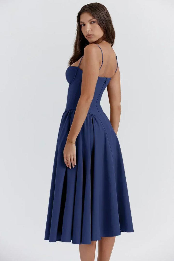 Celine - Sleeveless midi dress with corset fit