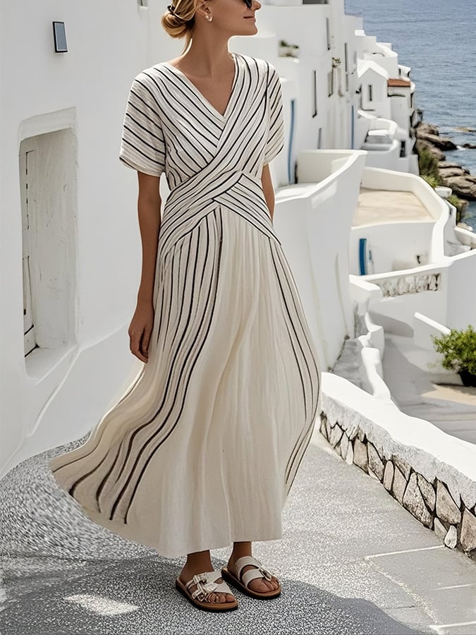 Candle | Flowy Dress with Striped Pattern