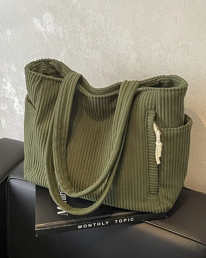Tilda – Ribbed tote bag with drawstring detail