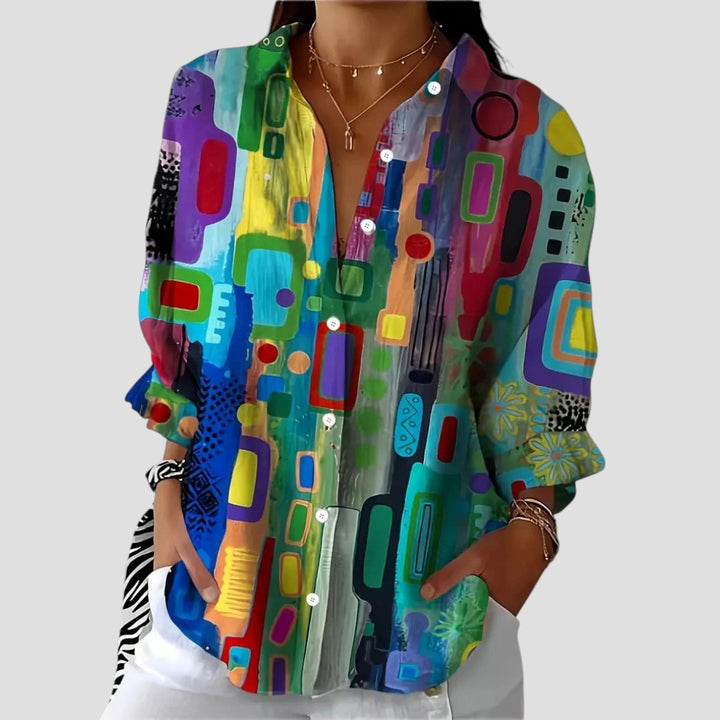 Edna – Elegant Blouse with Geometric Pattern