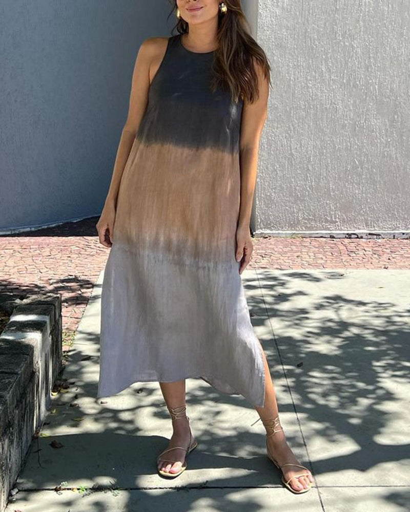 Anette | Sleeveless Gradient Color Dress with Round Neckline