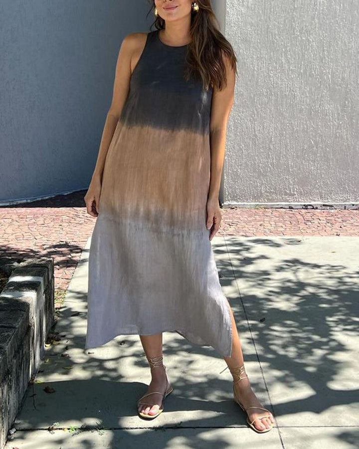 Anette | Sleeveless Gradient Color Dress with Round Neckline