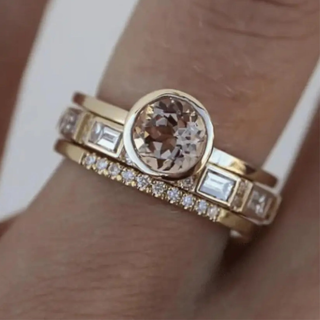 Crystal Ring in Vintage Gold