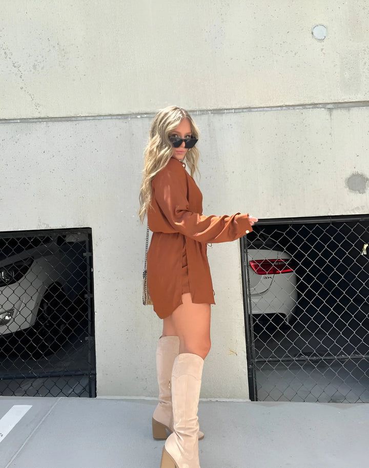 Jessica | Trendy satin romper dress