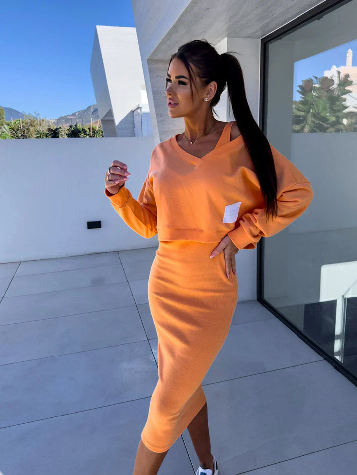 Laurine – Casual Set Dress & Sweatshirt