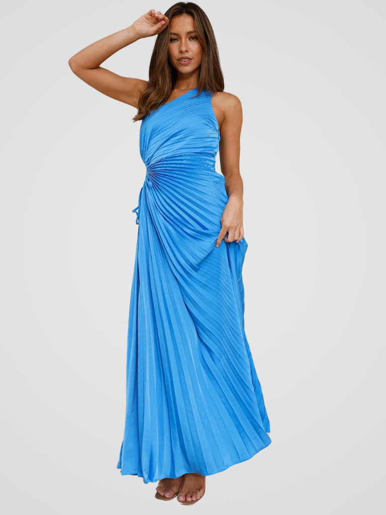 Aurora One Shoulder Pleat Dress