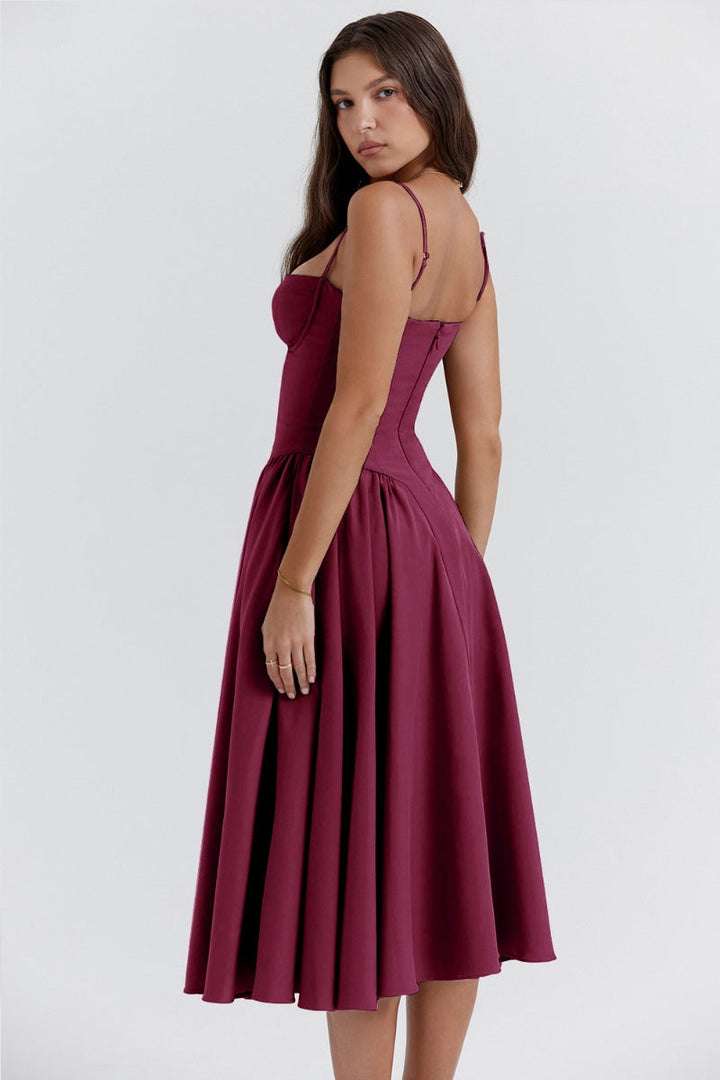 Celine - Sleeveless midi dress with corset fit