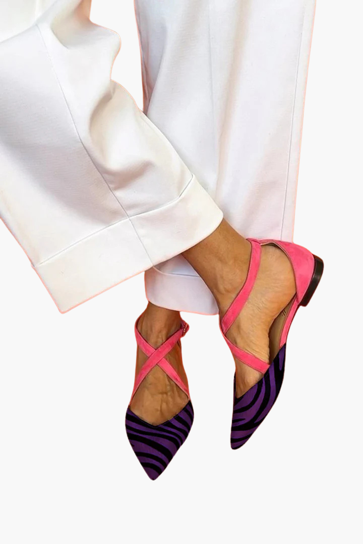 Zarella  | Flat Sandals in Zebra Pattern