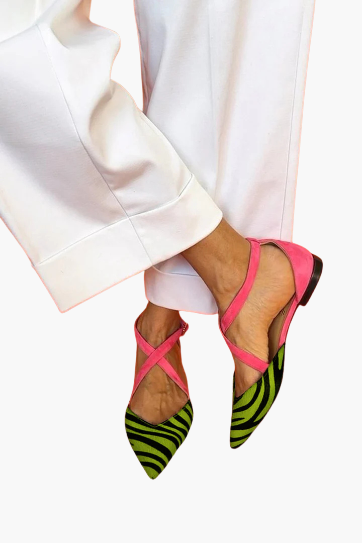 Zarella  | Flat Sandals in Zebra Pattern
