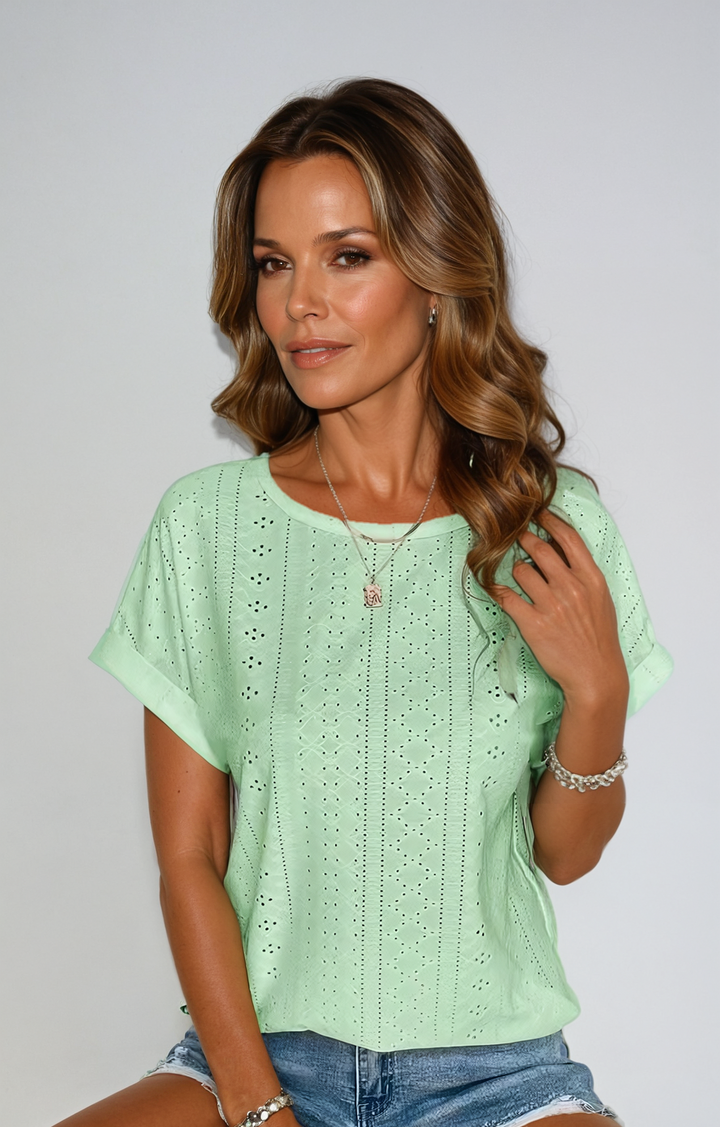 Riza   | Casual Eyelet Top