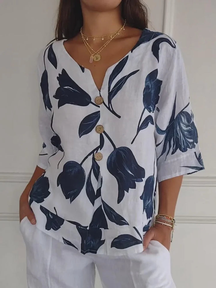 Sanne   | Floral Button-Up Blouse
