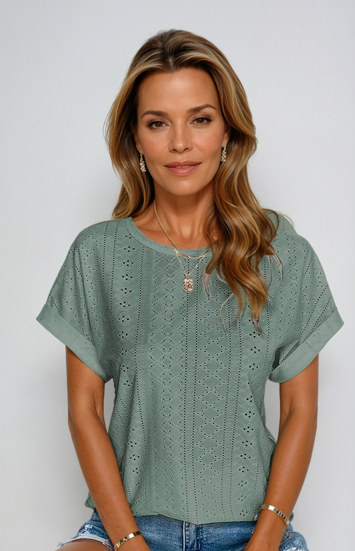 Riza   | Casual Eyelet Top