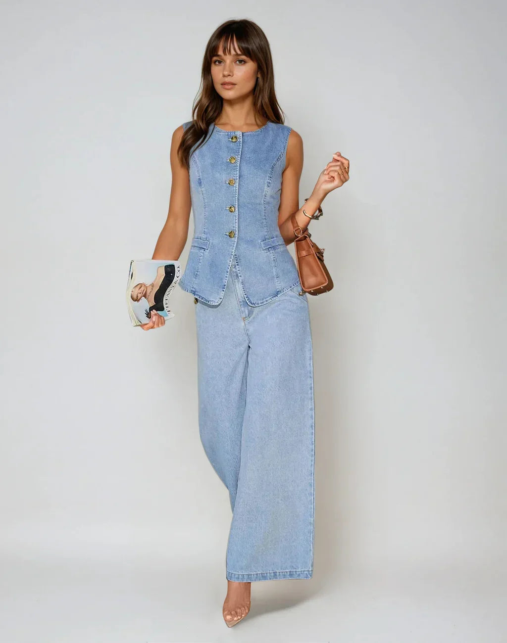 CORINNE  | Complete denim set with refined details