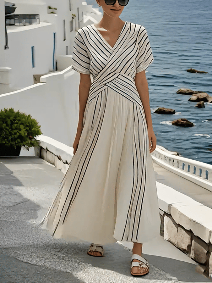 Candle | Flowy Dress with Striped Pattern