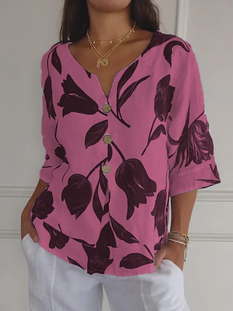 Sanne   | Floral Button-Up Blouse
