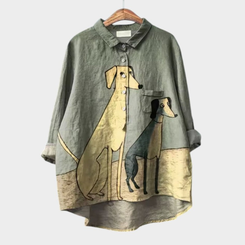 PALMIRA | Oversized Shirt with Canine Design and Daily Comfort for a Carefree Look