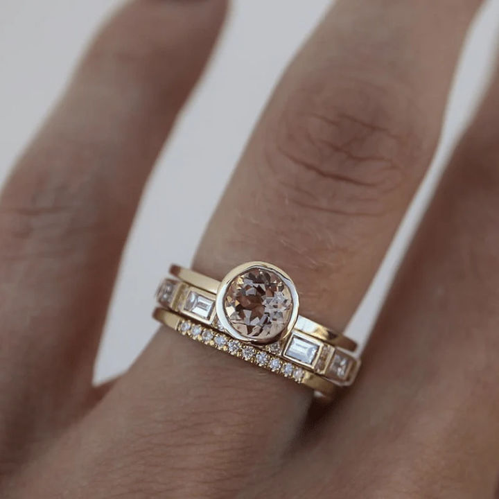 Crystal Ring in Vintage Gold
