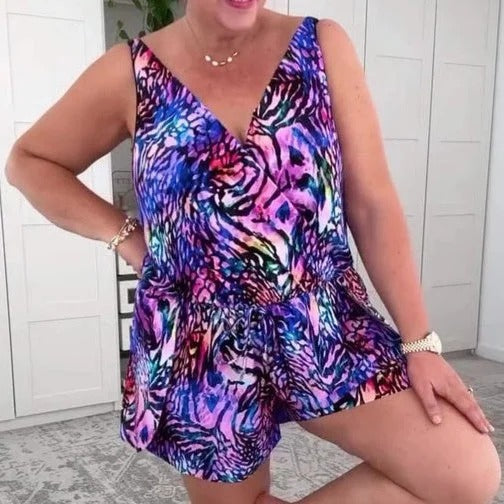 Bezre | Sleeveless printed V-neck swimsuit