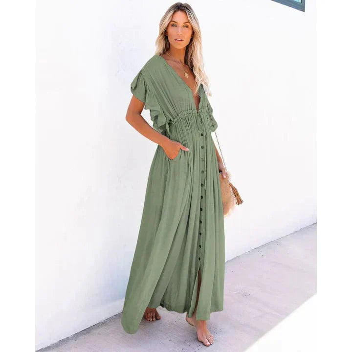 Puck   - Maxi Green Ibiza Beach Dress