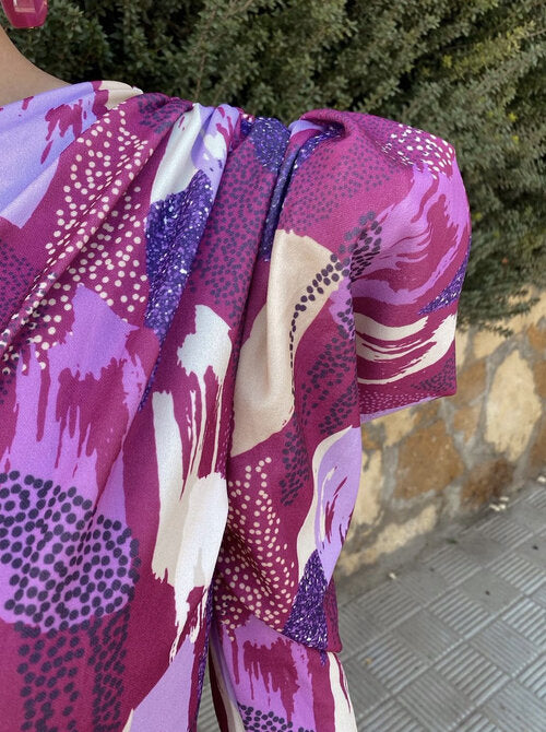 Yllana   | Women's Midi Dress with Off-Shoulder Design in Violet