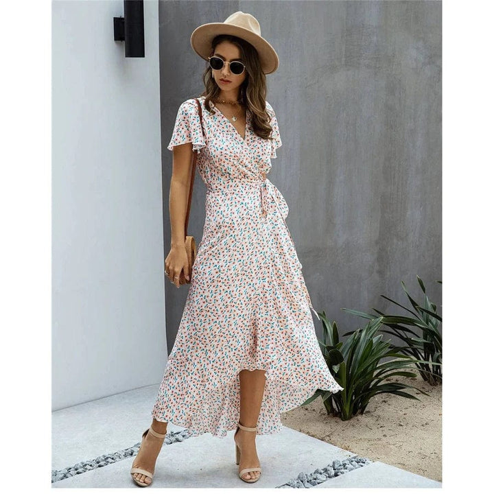 Myrthe   - Pink Printed Long Ibiza Dress