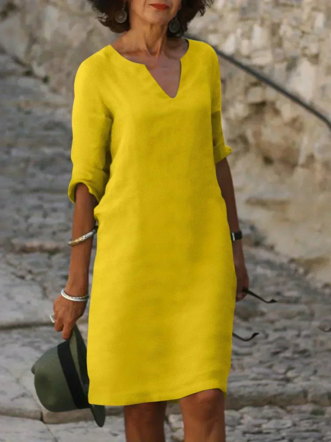 Beatrice  - Elegant Beatrice Dress with Raised V-Neck