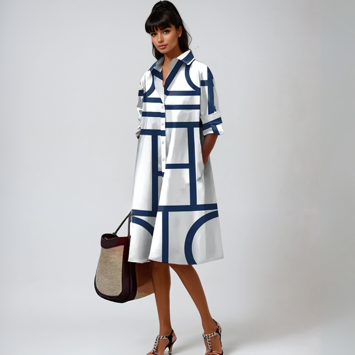 SELENE  | Geometric Pattern Midi Dress