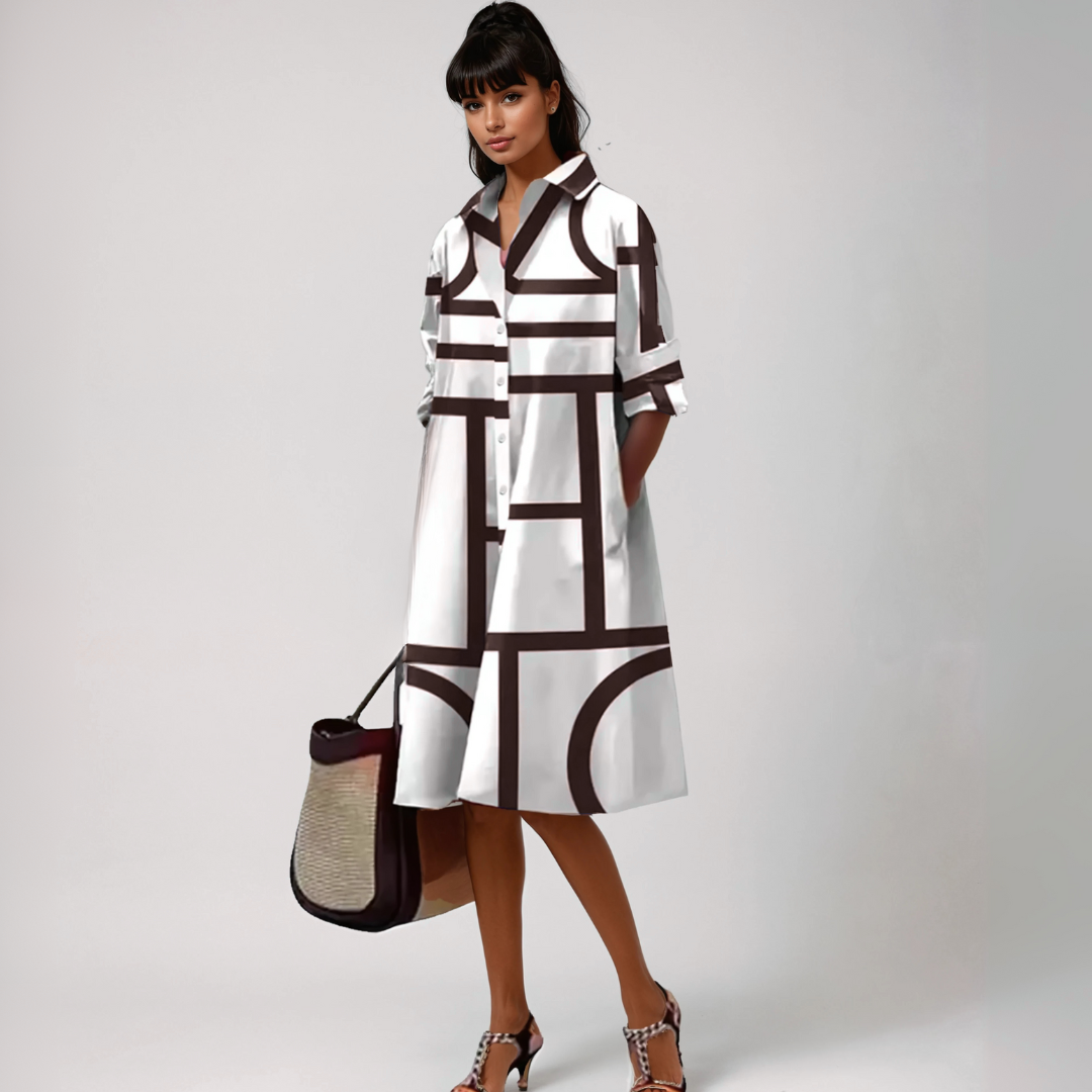 SELENE  | Geometric Pattern Midi Dress