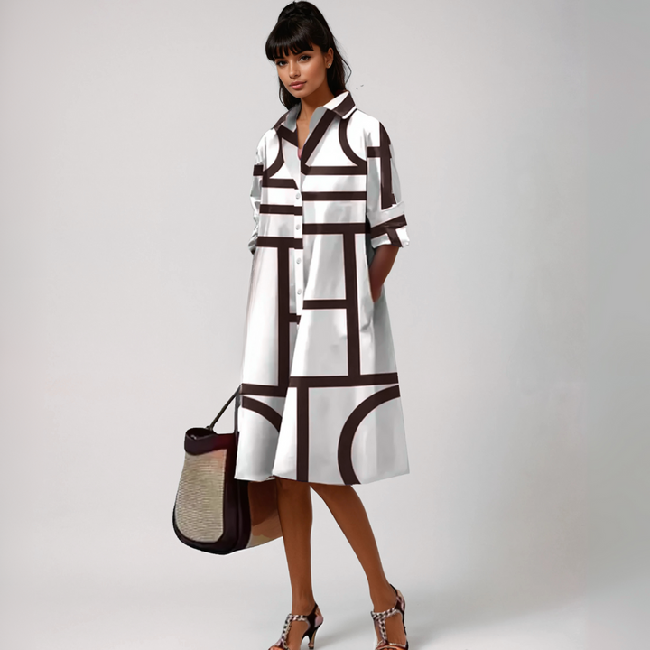 SELENE  | Geometric Pattern Midi Dress