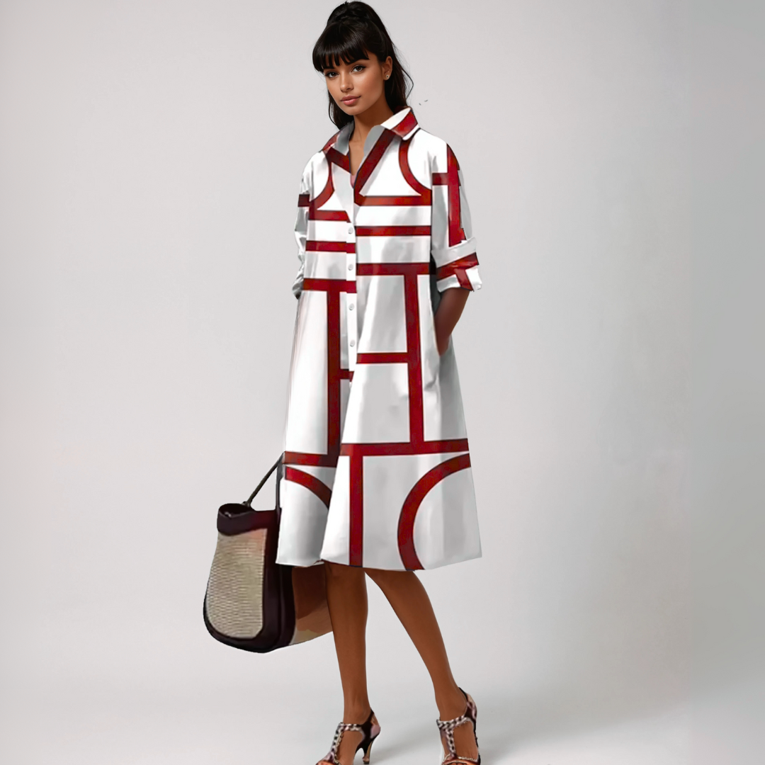 SELENE  | Geometric Pattern Midi Dress
