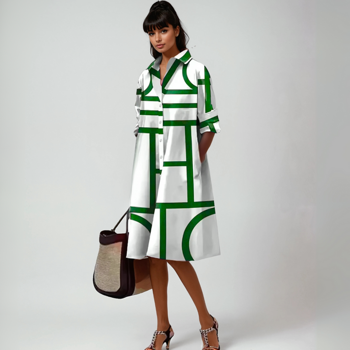 SELENE  | Geometric Pattern Midi Dress
